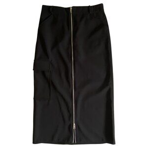 Zara Cargo Zippered Midi Pocket Black Skirt Sz 6​​